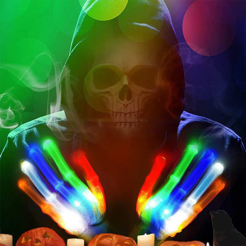HKM-337107 Colorful LED Light-Up Gloves for Halloween, Christmas, and Party Fun