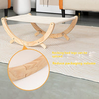 HKM-3371965 Solid Wood Foldable Cat Hammock Bed with Plush and Canvas Nesting Features