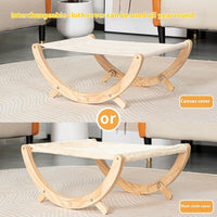 HKM-3371965 Solid Wood Foldable Cat Hammock Bed with Plush and Canvas Nesting Features