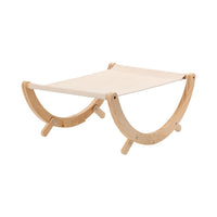 HKM-3371965 Solid Wood Foldable Cat Hammock Bed with Plush and Canvas Nesting Features