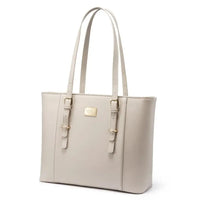 HKM-337235 Elegant 15.6 Inch PU Leather Laptop Tote Bag for Women - Spacious Shoulder Handbag for Office Use