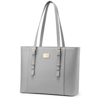 HKM-337235 Elegant 15.6 Inch PU Leather Laptop Tote Bag for Women - Spacious Shoulder Handbag for Office Use