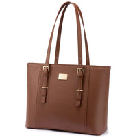 HKM-337235 Elegant 15.6 Inch PU Leather Laptop Tote Bag for Women - Spacious Shoulder Handbag for Office Use