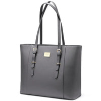 HKM-337235 Elegant 15.6 Inch PU Leather Laptop Tote Bag for Women - Spacious Shoulder Handbag for Office Use