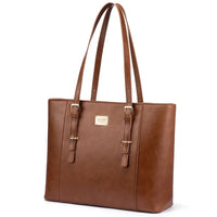 HKM-337235 Elegant 15.6 Inch PU Leather Laptop Tote Bag for Women - Spacious Shoulder Handbag for Office Use