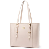 HKM-337235 Elegant 15.6 Inch PU Leather Laptop Tote Bag for Women - Spacious Shoulder Handbag for Office Use