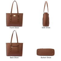 HKM-337235 Elegant 15.6 Inch PU Leather Laptop Tote Bag for Women - Spacious Shoulder Handbag for Office Use