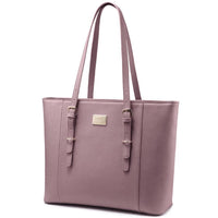 HKM-337235 Elegant 15.6 Inch PU Leather Laptop Tote Bag for Women - Spacious Shoulder Handbag for Office Use
