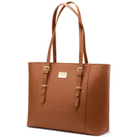 HKM-337235 Elegant 15.6 Inch PU Leather Laptop Tote Bag for Women - Spacious Shoulder Handbag for Office Use