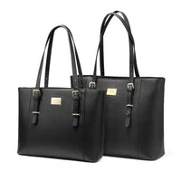 HKM-337235 Elegant 15.6 Inch PU Leather Laptop Tote Bag for Women - Spacious Shoulder Handbag for Office Use