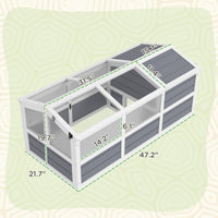 HKM-3374013 Outdoor Wooden Tortoise Habitat with Bottomless Design and PC Sun Panel Windows for Small Animals, Light Gray