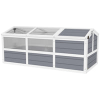 HKM-3374013 Outdoor Wooden Tortoise Habitat with Bottomless Design and PC Sun Panel Windows for Small Animals, Light Gray