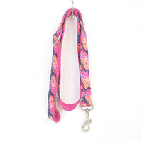 HKM-3374141 Pink Graffiti Adjustable Collar with Traction Leash for Dog Training