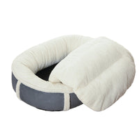 HKM-3374397 All-Season Removable Washable Oval Pet Nest in Pearl White & Mocha Brown