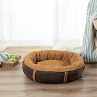 HKM-3374397 All-Season Removable Washable Oval Pet Nest in Pearl White & Mocha Brown