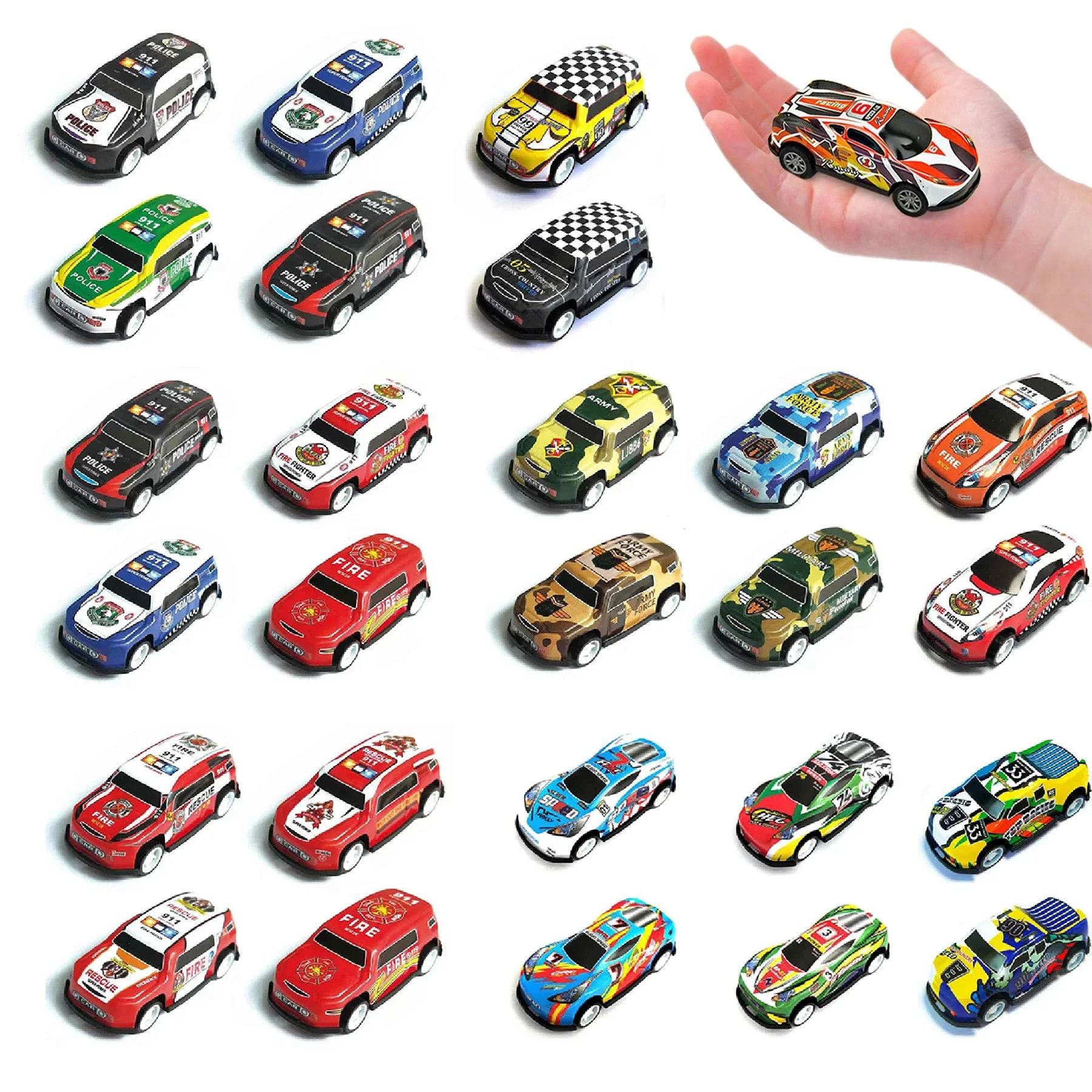 HKM-337491 Diecast 1:64 Scale Pull Back Race Car Model - Alloy & Plastic Toy Vehicle Collection