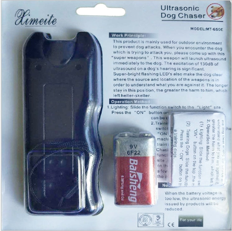 HKM-3375805 Ultrasonic Dog Repellent and Trainer Device with Flashlight Function