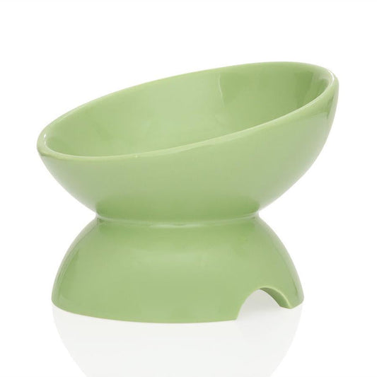 HKM-337683 Ceramic Cat Food Bowl with Slanted Design - Ideal for Comfortable Feeding and Water Access