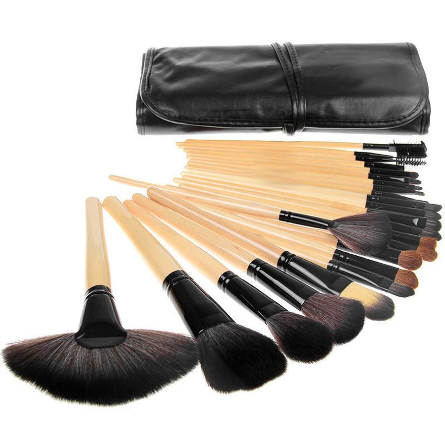 HKM-337747 Wooden Handle Makeup Brush Set with Man-Made Fiber Bristles