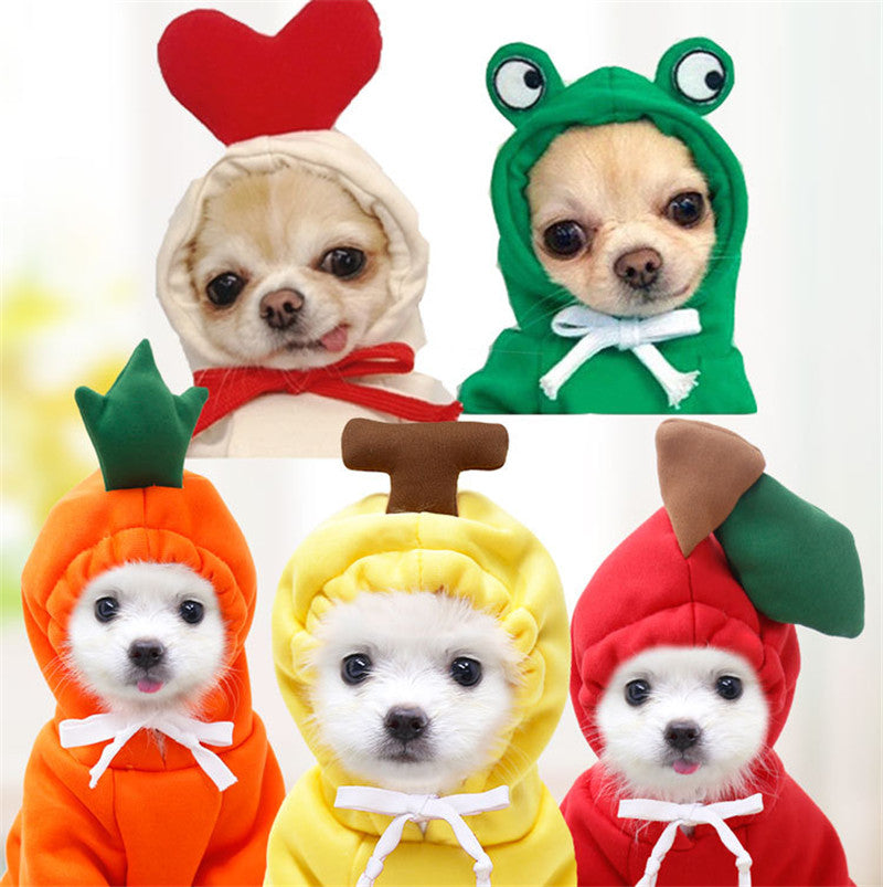 HKM-3381181 Cute Fruit-Themed Hoodies for Small Dogs - Winter Fleece Pet Clothing for Puppies and Kittens