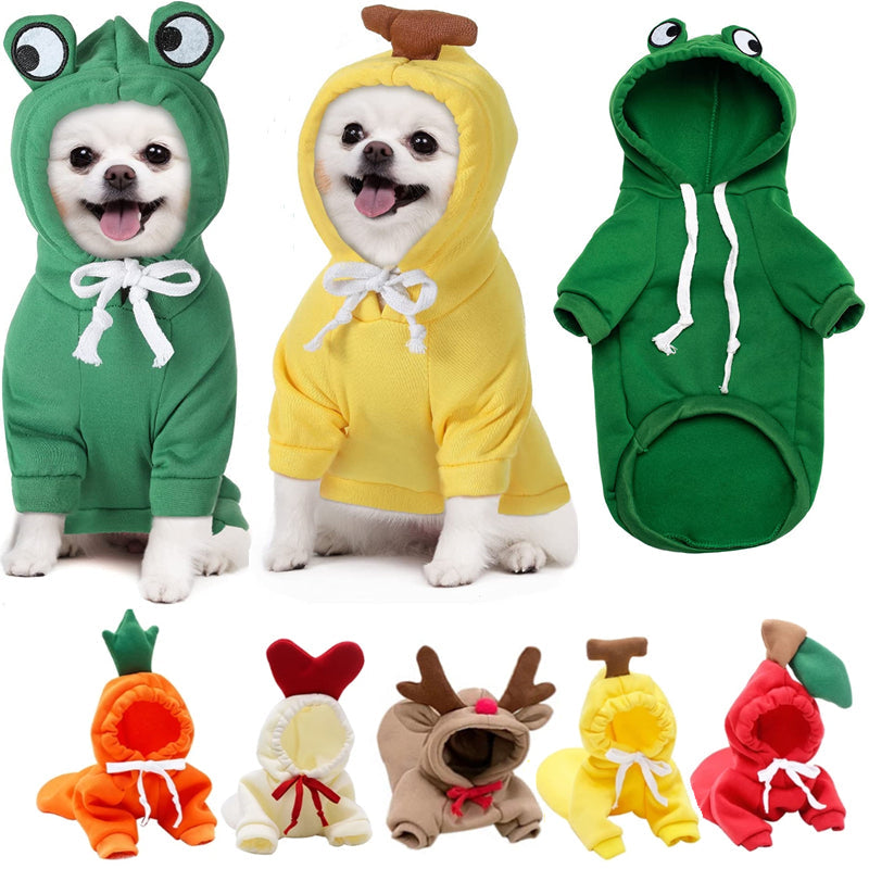 HKM-3381181 Cute Fruit-Themed Hoodies for Small Dogs - Winter Fleece Pet Clothing for Puppies and Kittens