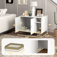 HKM-3381565 Stylish Cat Litter Box Enclosure with Storage Compartment and Scratching Mat