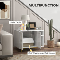 HKM-3381565 Stylish Cat Litter Box Enclosure with Storage Compartment and Scratching Mat