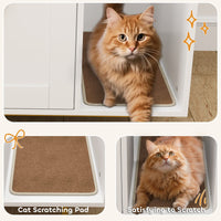 HKM-3381565 Stylish Cat Litter Box Enclosure with Storage Compartment and Scratching Mat