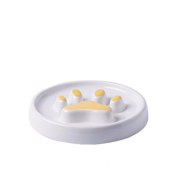 HKM-3382077 Ceramic Slow Food Bowl for Dogs and Cats - Available in Pink, Yellow, and Black