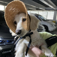 HKM-3383485 Lace-Up Sun Protection Hat for Cats in Black or Coffee with Checker Pattern