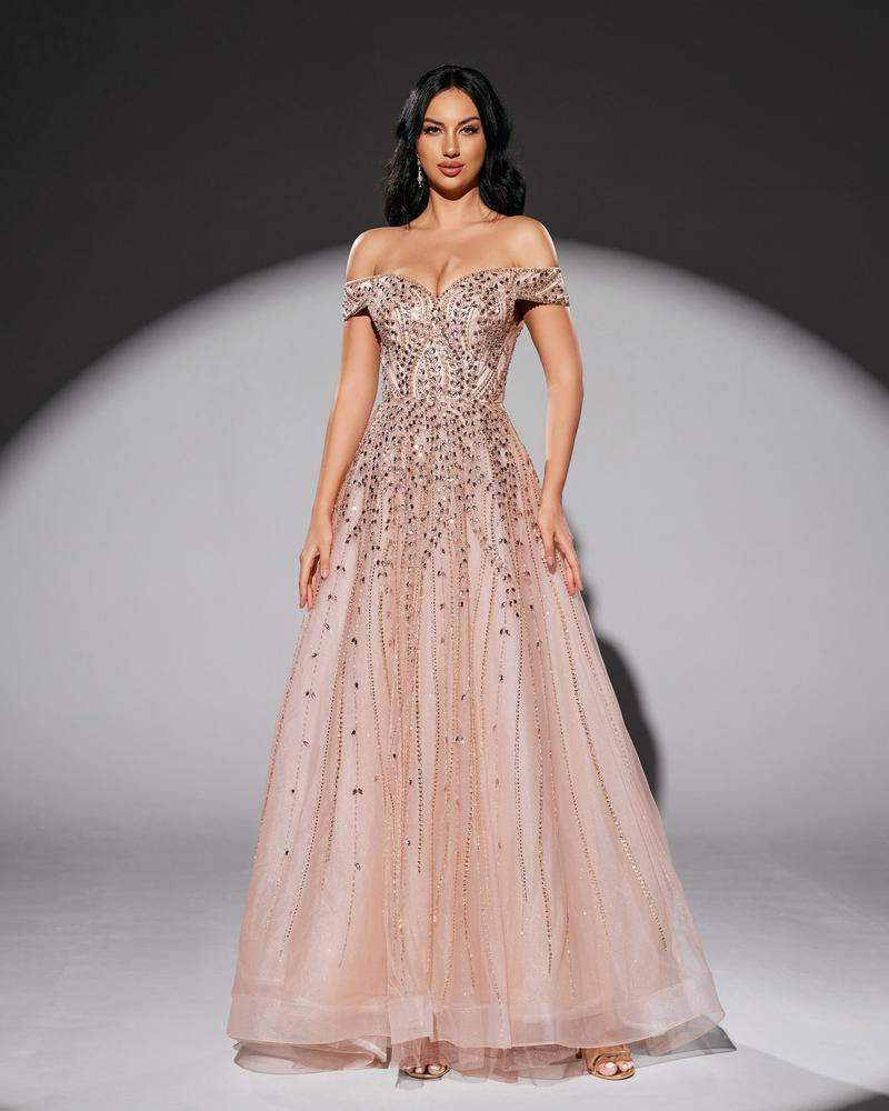 HKM-338387 Elegant Pink Evening Gown for Special Occasions