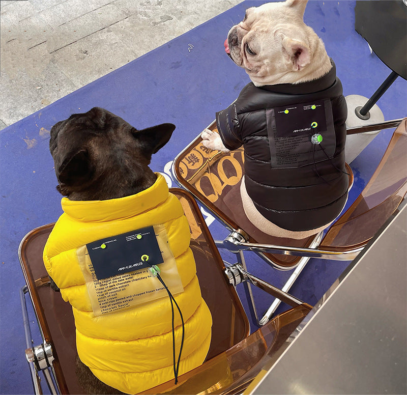 HKM-3384253 Warm Down Jacket for Small and Medium Dogs and Cats - Stylish and Comfortable in Yellow and Black