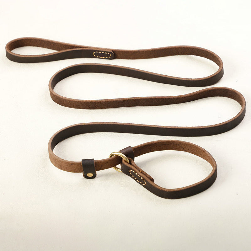 HKM-3385661 Leather Anti Breakaway Traction Rope for Pets - Strong and Durable 1.8X180CM, 1.2X170CM Options