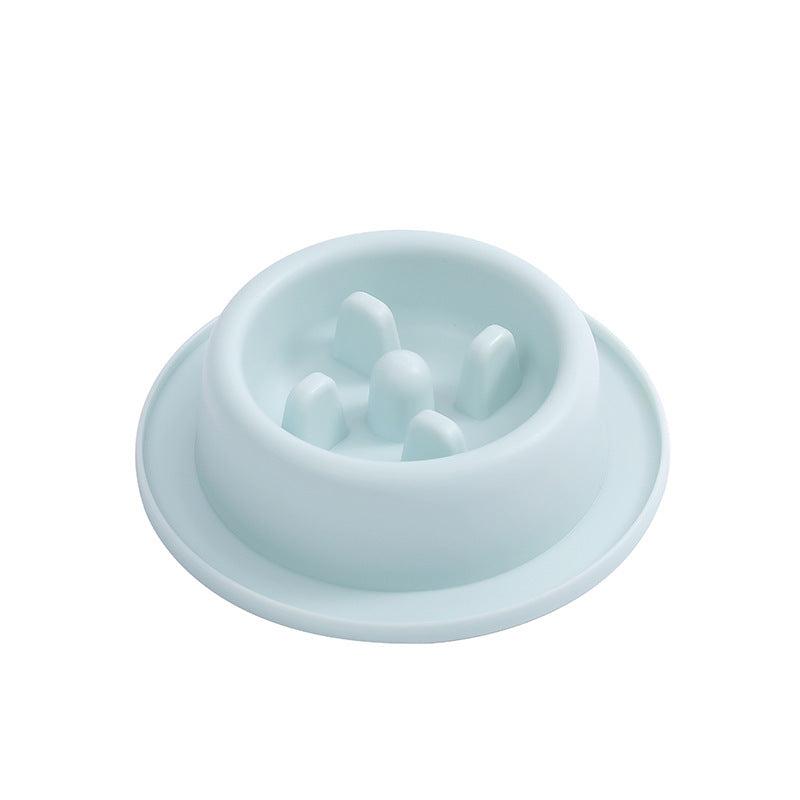 HKM-3386045 Pet Slow Food Bowl - Anti-Choking Feeding Dish, Simple Solid Color Design in Pink, Blue, and Green