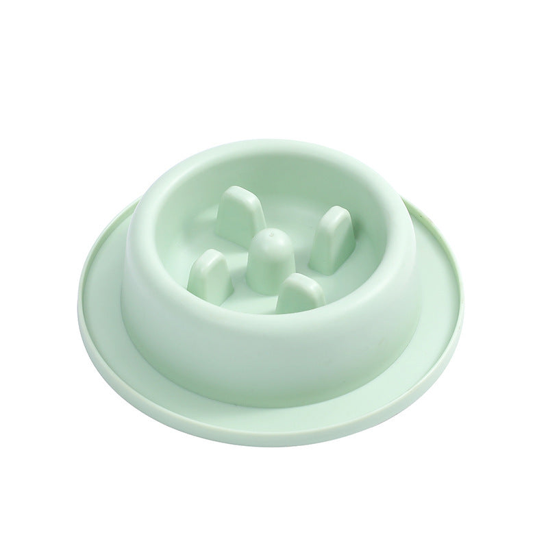 HKM-3386045 Pet Slow Food Bowl - Anti-Choking Feeding Dish, Simple Solid Color Design in Pink, Blue, and Green