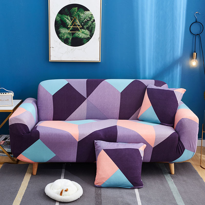 HKM-338643 Full Coverage Sofa Protector - Polyester/Cotton Furniture Cover with Elastic and Strap Design