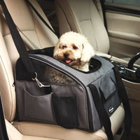 HKM-3387325 Portable Travel Pet Carrier for Dogs and Cats – Crossbody Design in Beige and Dark Gray