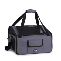 HKM-3387325 Portable Travel Pet Carrier for Dogs and Cats – Crossbody Design in Beige and Dark Gray