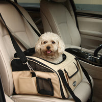 HKM-3387325 Portable Travel Pet Carrier for Dogs and Cats – Crossbody Design in Beige and Dark Gray