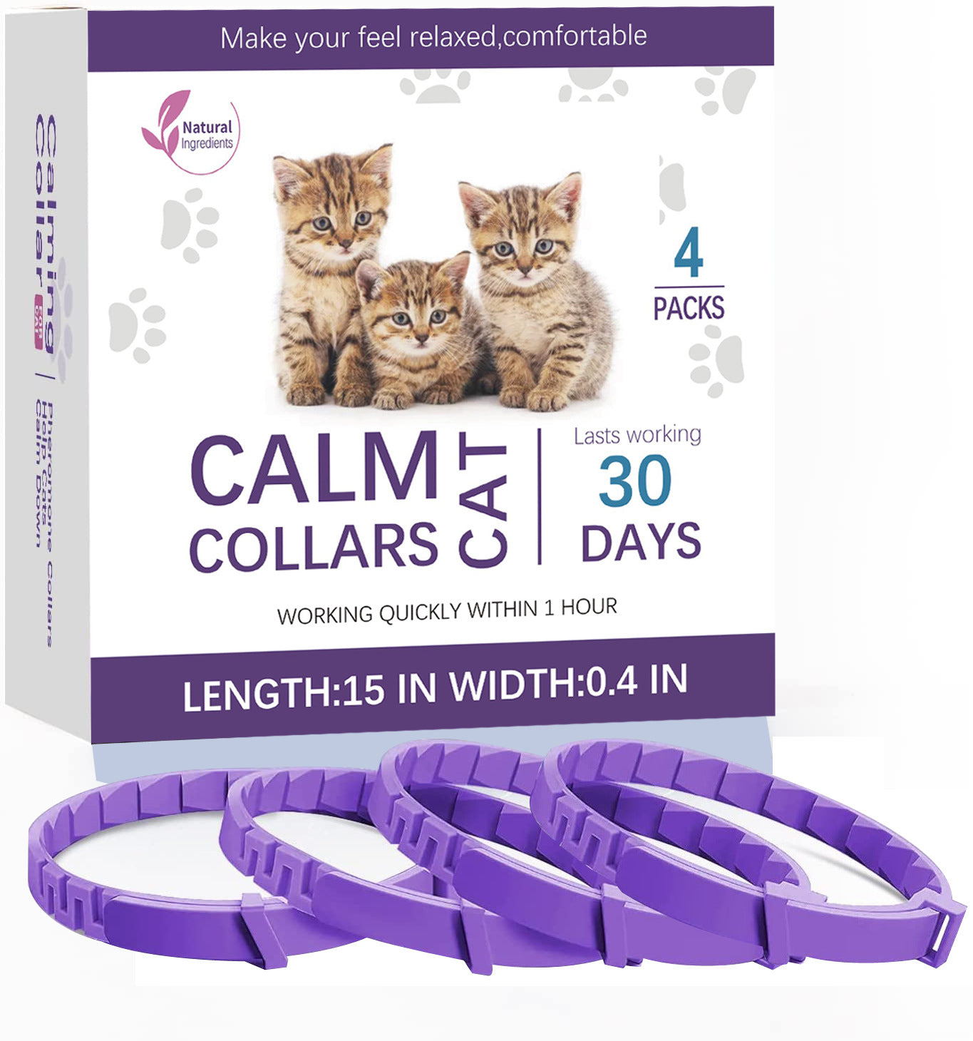 HKM-3387837 Pet Calming Collar for Cats and Dogs - 3 Pack, 4 Pack Options Available, Plastic Material, Plain Design