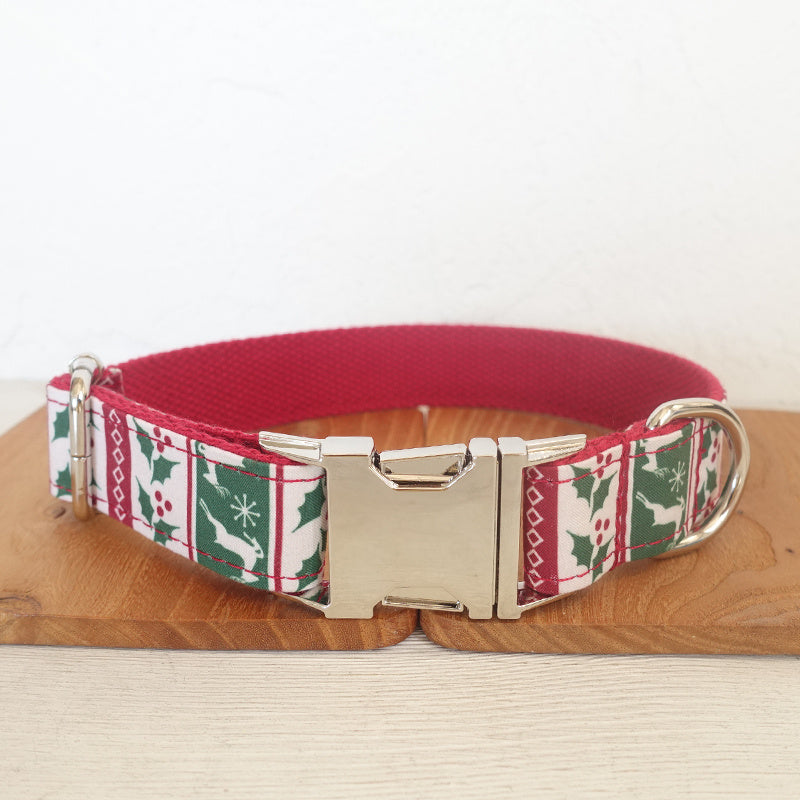 HKM-338835 Christmas Deer Light Gold Soft Collar and Leash Set for Dogs - XS to XL
