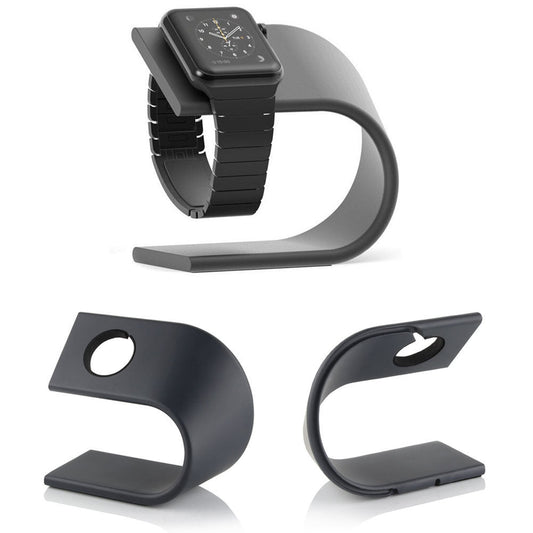 HKM-338899 Aluminum U-Shaped Charging Stand Compatible with Apple Watch Models 1-4 in Dark Gray and Silver