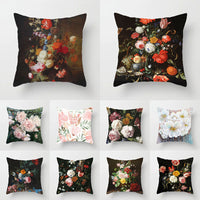 HKM-338899 Nordic Minimalist Corolla Red Rose Decorative Peach Skin Pillowcase