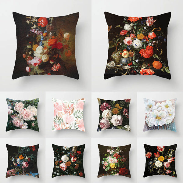 HKM-338899 Nordic Minimalist Corolla Red Rose Decorative Peach Skin Pillowcase