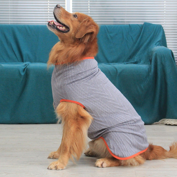HKM-3389629 High Collar Vintage Dog Sweater - Winter Edition in Light Grey and Dark Red, Polyester Material, Sizes S to 5XL