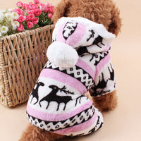 HKM-3390013 Fawn Snowflake Print Dog Outfit with Soft Fabric and Fur Ball Accents