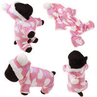 HKM-3390013 Fawn Snowflake Print Dog Outfit with Soft Fabric and Fur Ball Accents