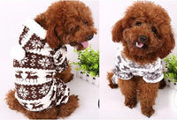 HKM-3390013 Fawn Snowflake Print Dog Outfit with Soft Fabric and Fur Ball Accents
