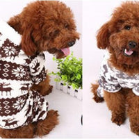 HKM-3390013 Fawn Snowflake Print Dog Outfit with Soft Fabric and Fur Ball Accents