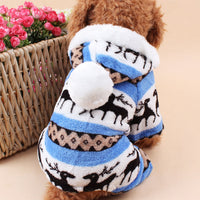 HKM-3390013 Fawn Snowflake Print Dog Outfit with Soft Fabric and Fur Ball Accents